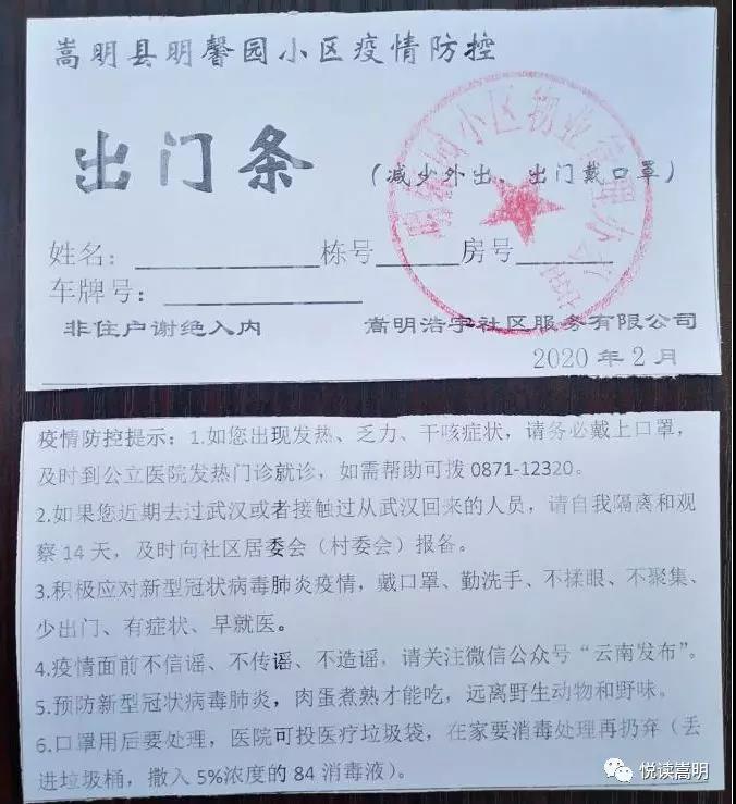 非常时期,凭条出门!