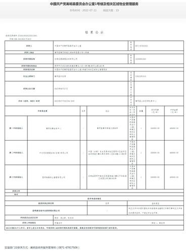 （7月11日发布）中国共产党嵩明县委员会办公室1号楼及相关区域物业管理服务