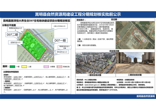 昆明嘉丽泽恒大养生谷D07住宅地块建设项目分期规划核实