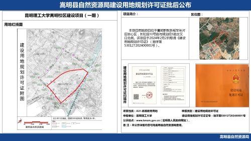 昆明理工大学嵩明校区建设项目（一期）建设用地规划许可证批后公布_01