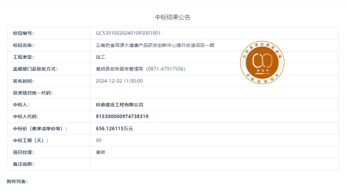 11.25云南药食同源大健康产品研发创新中心提升改造项目一期