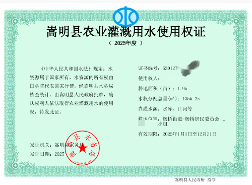 用水权证书(1)