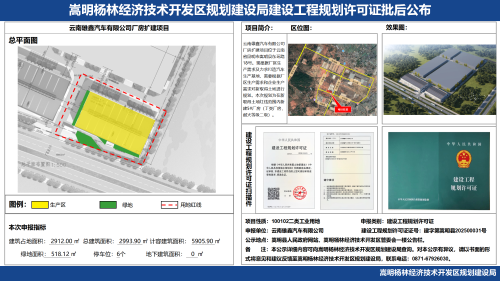 云南雄鑫汽车有限公司厂房扩建项目规划许可证批后公布_01