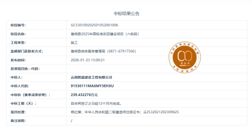 1.4嵩明县2025年高标准农田建设项目（六标段）