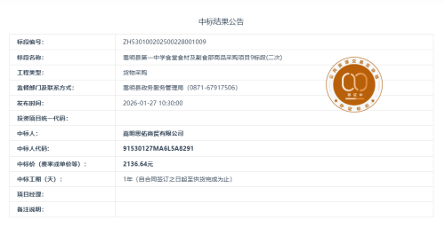 1.20嵩明县第一中学食堂食材及副食部商品采购项目9标段(二次)