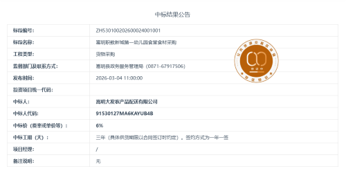 2.25嵩明职教新城第一幼儿园食堂食材采购