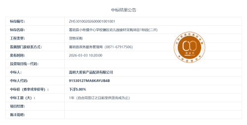 2.27嵩明县小街镇中心学校辖区幼儿园食材采购项目1标段(二次)