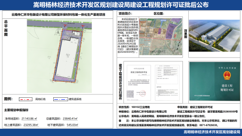 云南传仁环华包装设计有限公司新型环保材料包装一体化生产基地项目建设工程规划许可证批后公布_01
